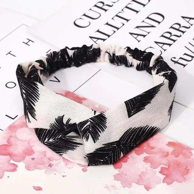 Chic Vintage Floral Knot Headband for Women - Soft Elastic Hair Accessory - Korvel