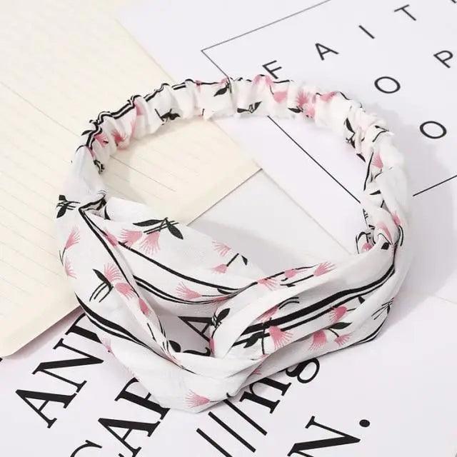 Chic Vintage Floral Knot Headband for Women - Soft Elastic Hair Accessory - Korvel