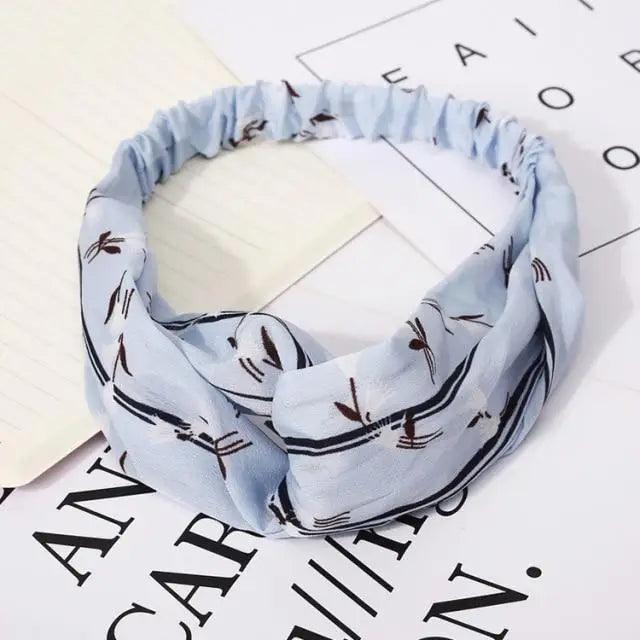 Chic Vintage Floral Knot Headband for Women - Soft Elastic Hair Accessory - Korvel
