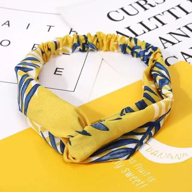 Chic Vintage Floral Knot Headband for Women - Soft Elastic Hair Accessory - Korvel