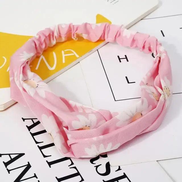 Chic Vintage Floral Knot Headband for Women - Soft Elastic Hair Accessory - Korvel