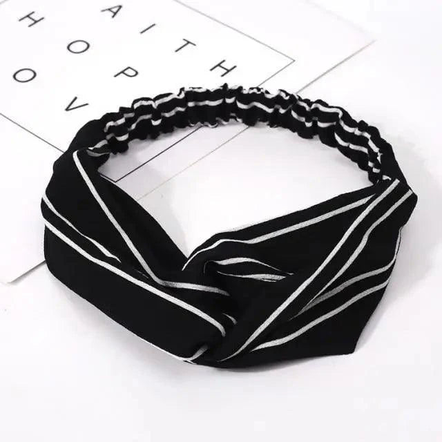 Chic Vintage Floral Knot Headband for Women - Soft Elastic Hair Accessory - Korvel