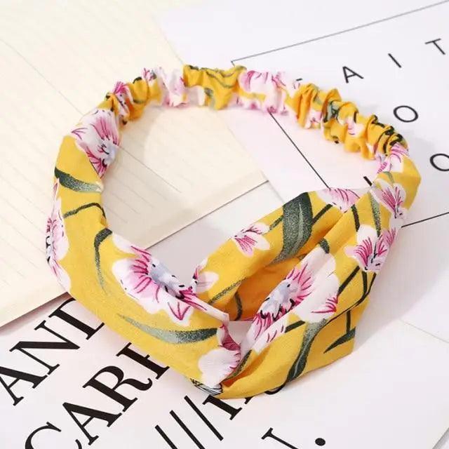 Chic Vintage Floral Knot Headband for Women - Soft Elastic Hair Accessory - Korvel