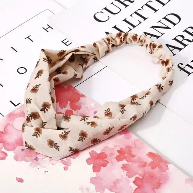 Chic Vintage Floral Knot Headband for Women - Soft Elastic Hair Accessory - Korvel
