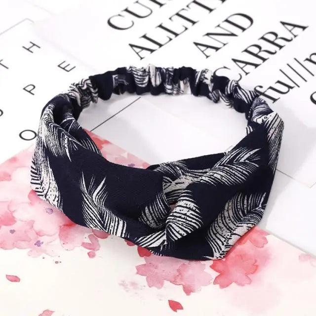 Chic Vintage Floral Knot Headband for Women - Soft Elastic Hair Accessory - Korvel