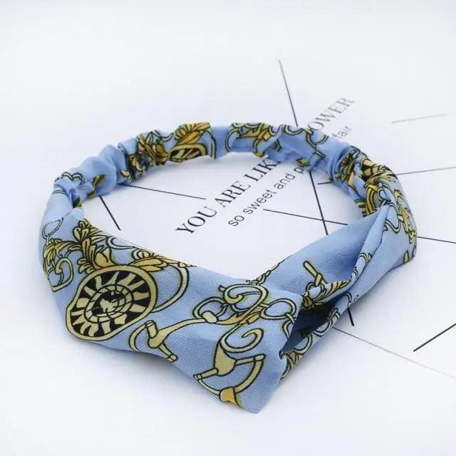 Chic Vintage Floral Knot Headband for Women - Soft Elastic Hair Accessory - Korvel