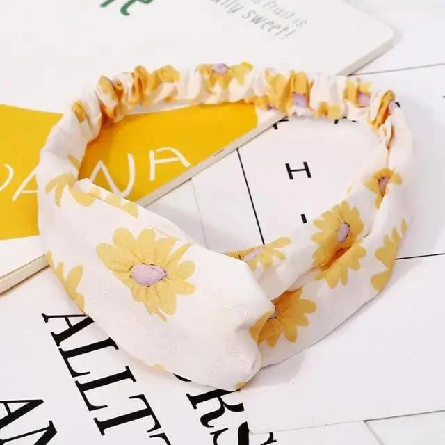 Chic Vintage Floral Knot Headband for Women - Soft Elastic Hair Accessory - Korvel