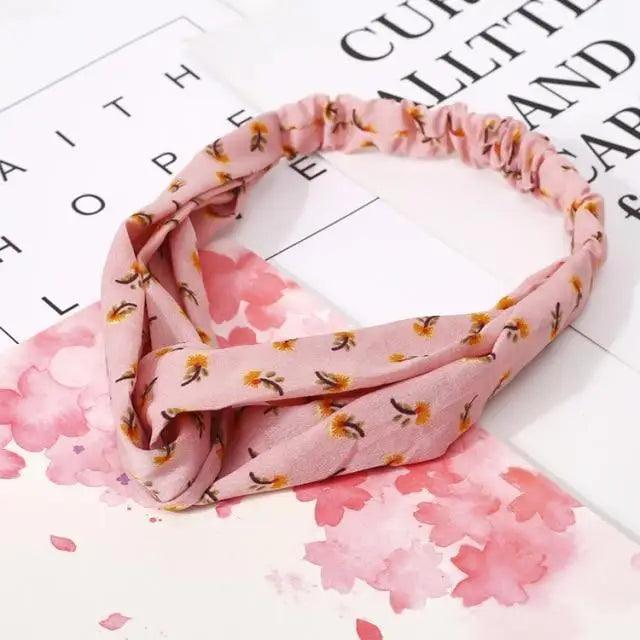 Chic Vintage Floral Knot Headband for Women - Soft Elastic Hair Accessory - Korvel