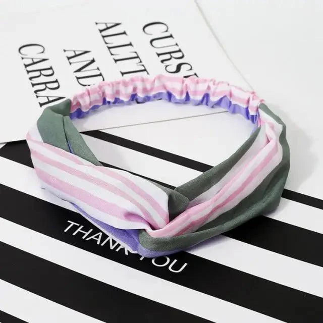 Chic Vintage Floral Knot Headband for Women - Soft Elastic Hair Accessory - Korvel