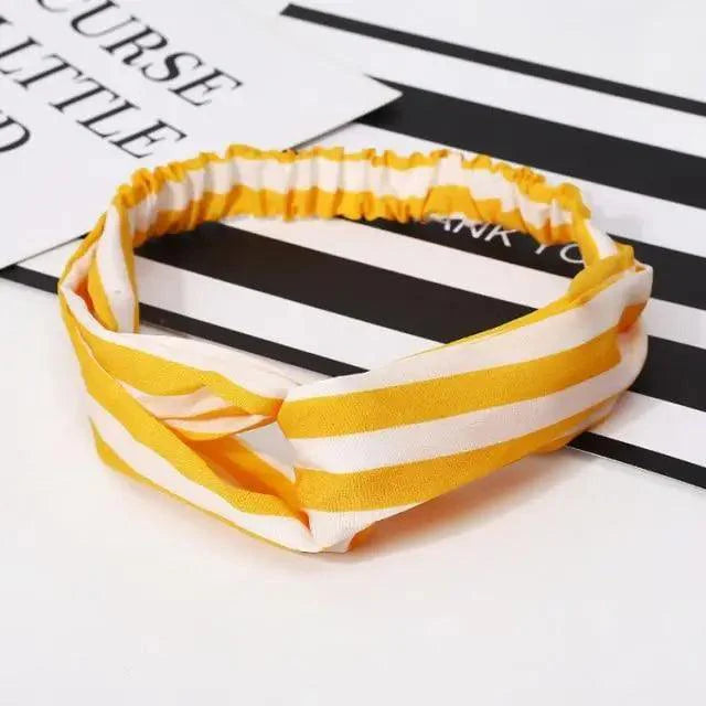 Chic Vintage Floral Knot Headband for Women - Soft Elastic Hair Accessory - Korvel