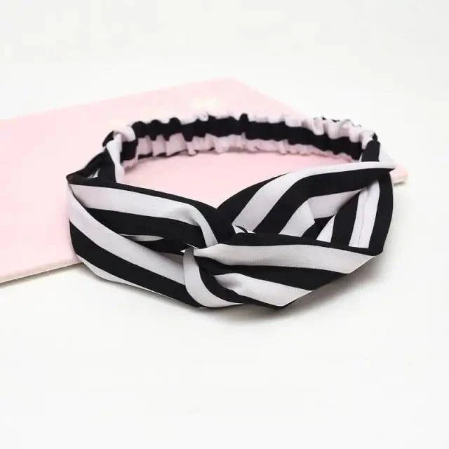 Chic Vintage Floral Knot Headband for Women - Soft Elastic Hair Accessory - Korvel