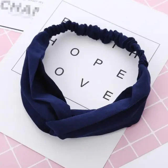 Chic Vintage Floral Knot Headband for Women - Soft Elastic Hair Accessory - Korvel