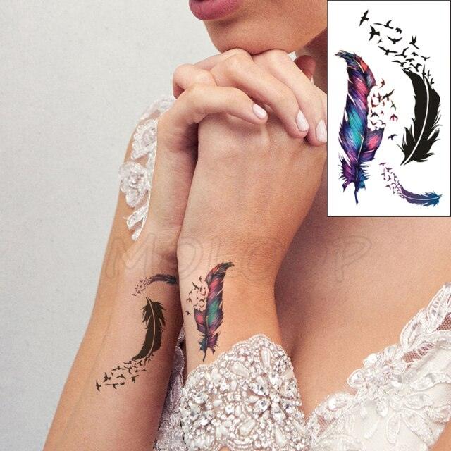 Calcomanías de Tatuajes Temporales de Plumas y Diente de León Impermeables de Lujo