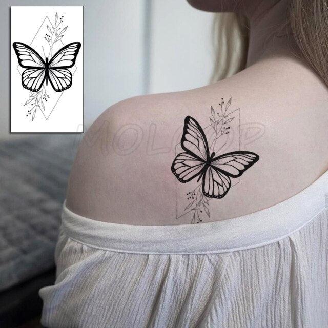Calcomanías de Tatuajes Temporales de Plumas y Diente de León Impermeables de Lujo