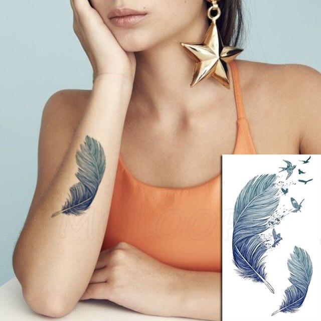 Calcomanías de Tatuajes Temporales de Plumas y Diente de León Impermeables de Lujo