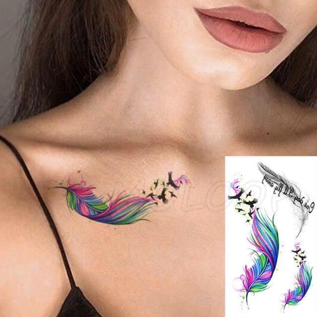 Calcomanías de Tatuajes Temporales de Plumas y Diente de León Impermeables de Lujo