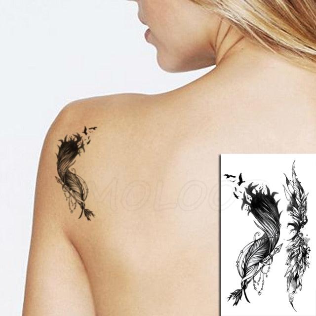 Calcomanías de Tatuajes Temporales de Plumas y Diente de León Impermeables de Lujo