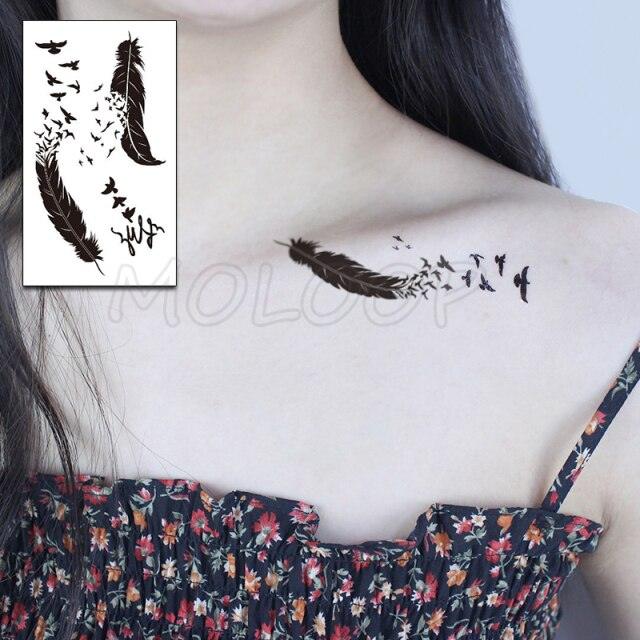 Calcomanías de Tatuajes Temporales de Plumas y Diente de León Impermeables de Lujo