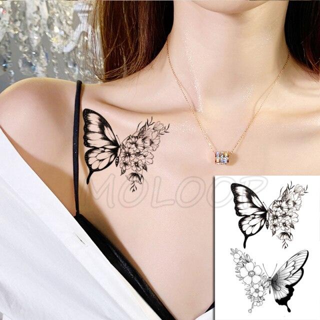 Calcomanías de Tatuajes Temporales de Plumas y Diente de León Impermeables de Lujo