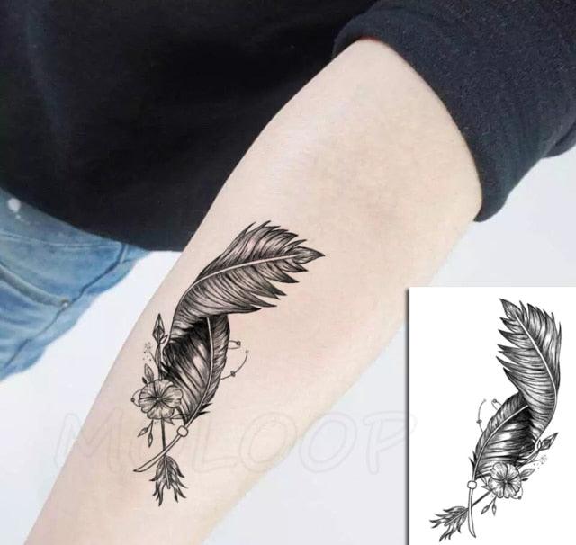 Calcomanías de Tatuajes Temporales de Plumas y Diente de León Impermeables de Lujo