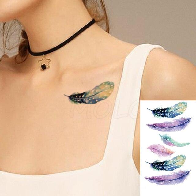 Calcomanías de Tatuajes Temporales de Plumas y Diente de León Impermeables de Lujo