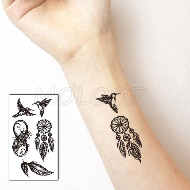 Calcomanías de Tatuajes Temporales de Plumas y Diente de León Impermeables de Lujo