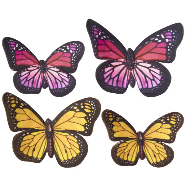 Mariposas Amarillas y Rosadas de Pasta de Goma - 20 Piezas