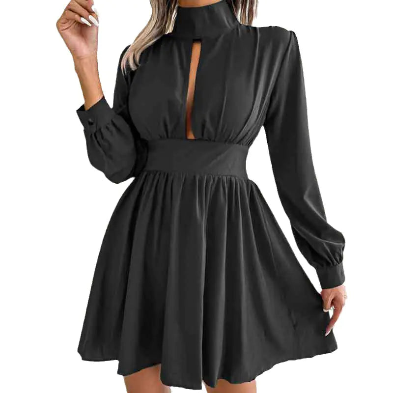 Elegant Solid Color Chiffon A-Line Dress for Women