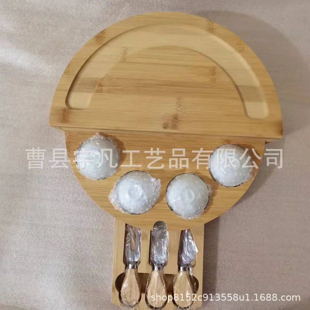 Elegant Bamboo Cheese Plate & Wooden Breadboard