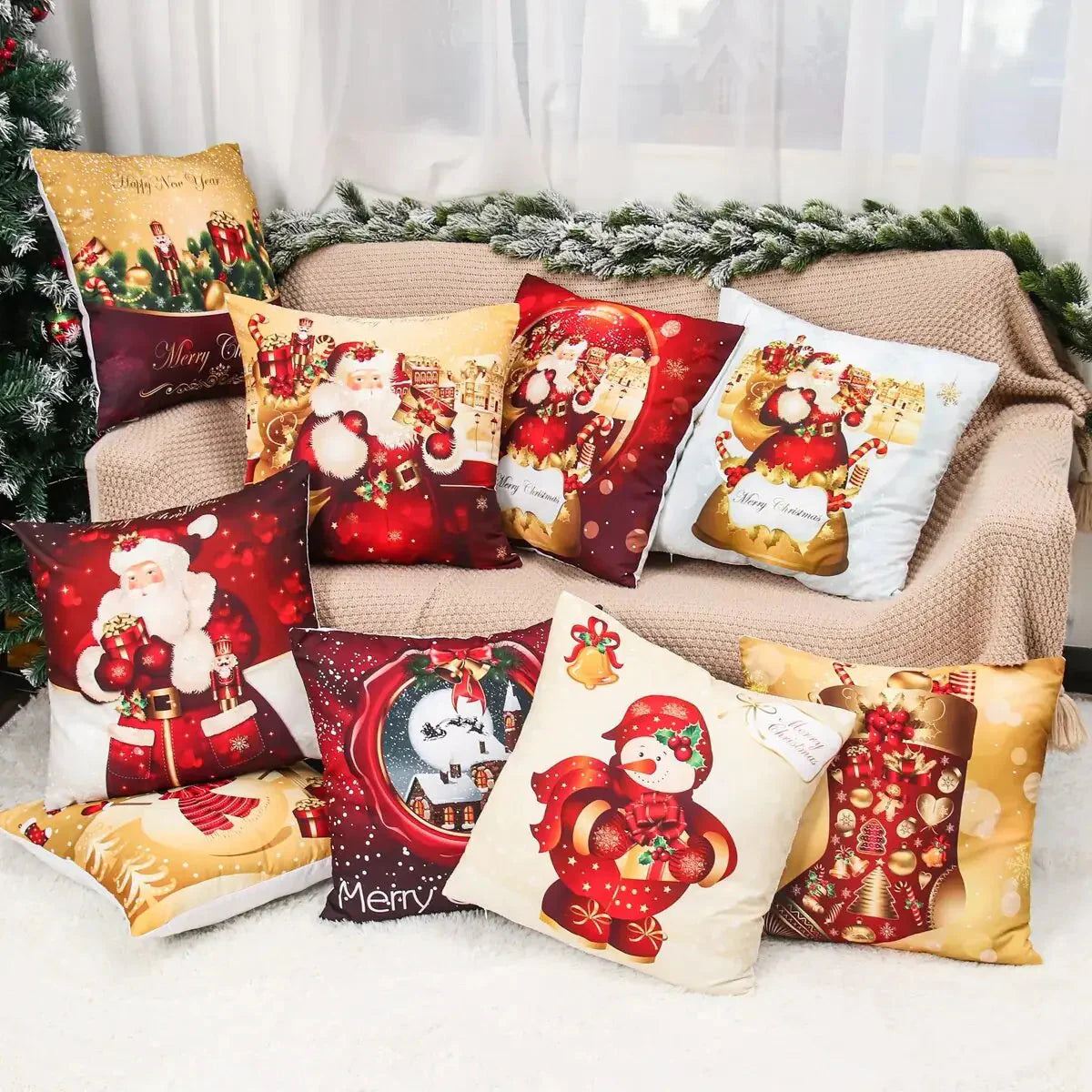 Ensemble de Taies d'Oreiller de Noël Festif 2023