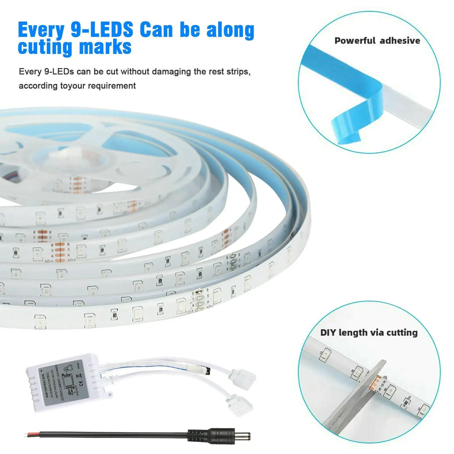 Rubans LED RGB flexibles de 32 pieds avec télécommande