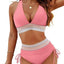 Color Block Drawstring Bikini Set