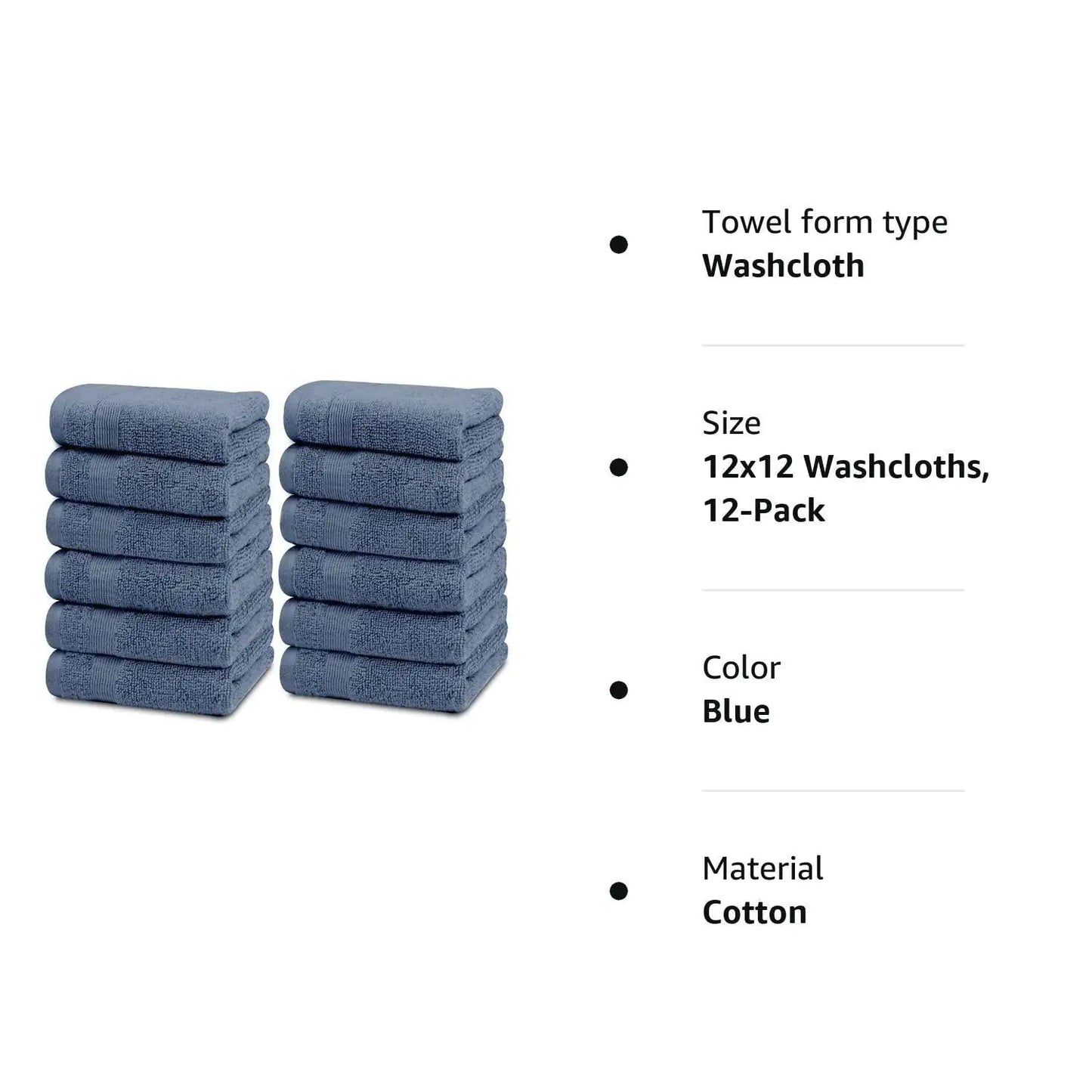 Ensemble de Gants de Toilette Doux de la Collection Resort - Pack de 12 Luxe Bleu