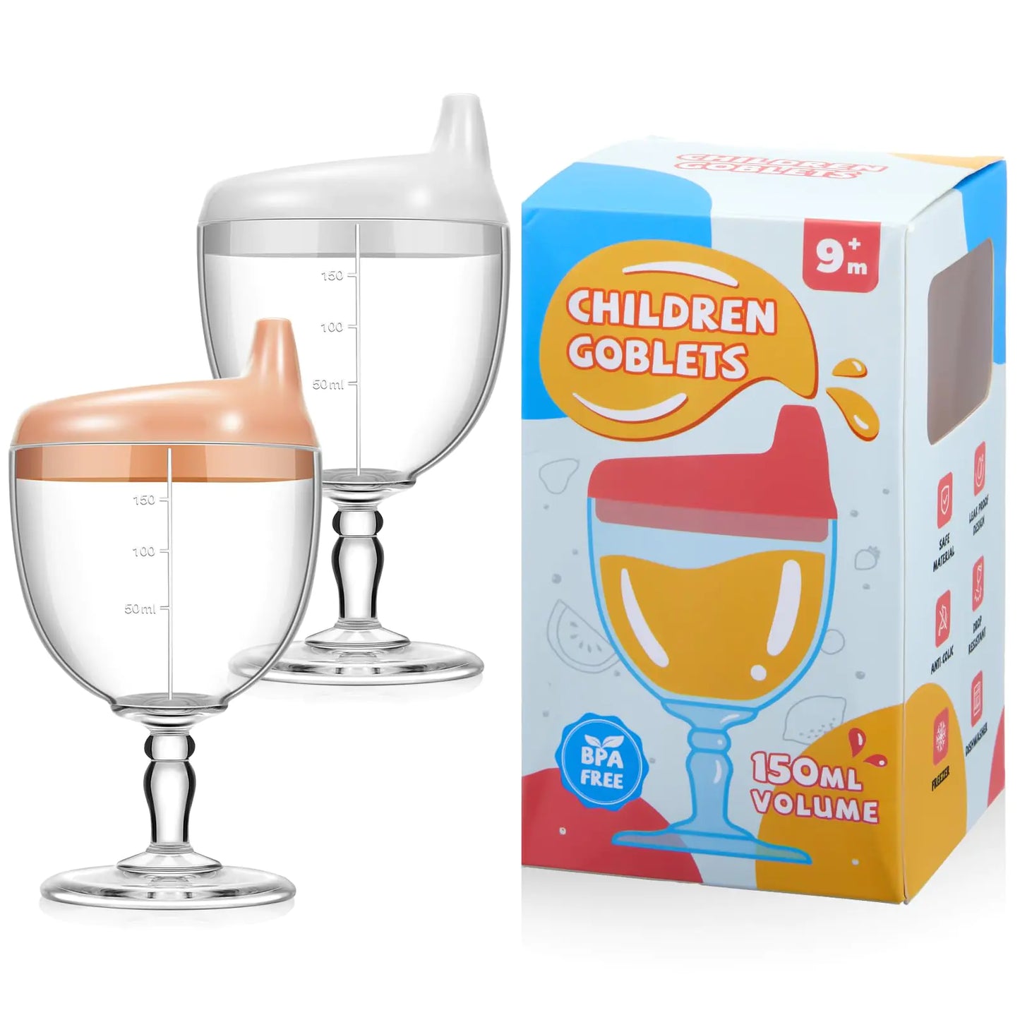 Lallisa 2 Pack Baby Wine Sippy Cups - Spill Resistant Design
