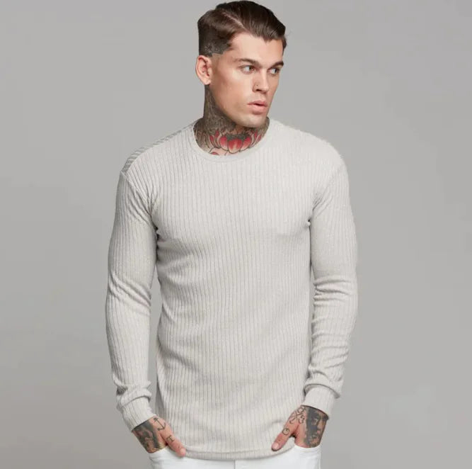 Camiseta Deportiva de Manga Larga Ajustada para Hombre