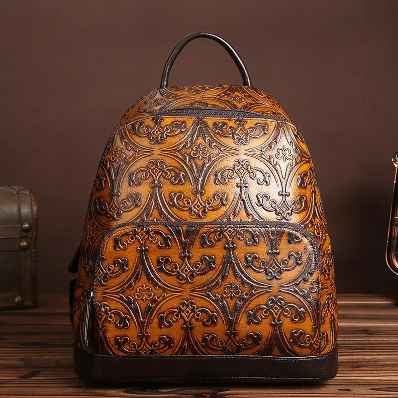 Mochila de Cuero Genuino Retro de Lujo para Mujeres
