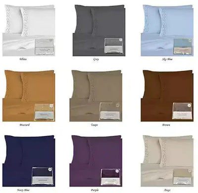 Ensemble de draps en microfibre brodés Victoria 4 pièces