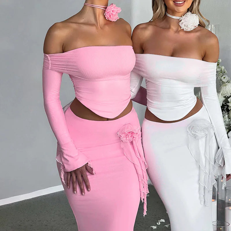Elegant Long Sleeve Skirt Set for Stylish Occasions