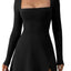 Robe corset à col carré et manches longues pour femmes