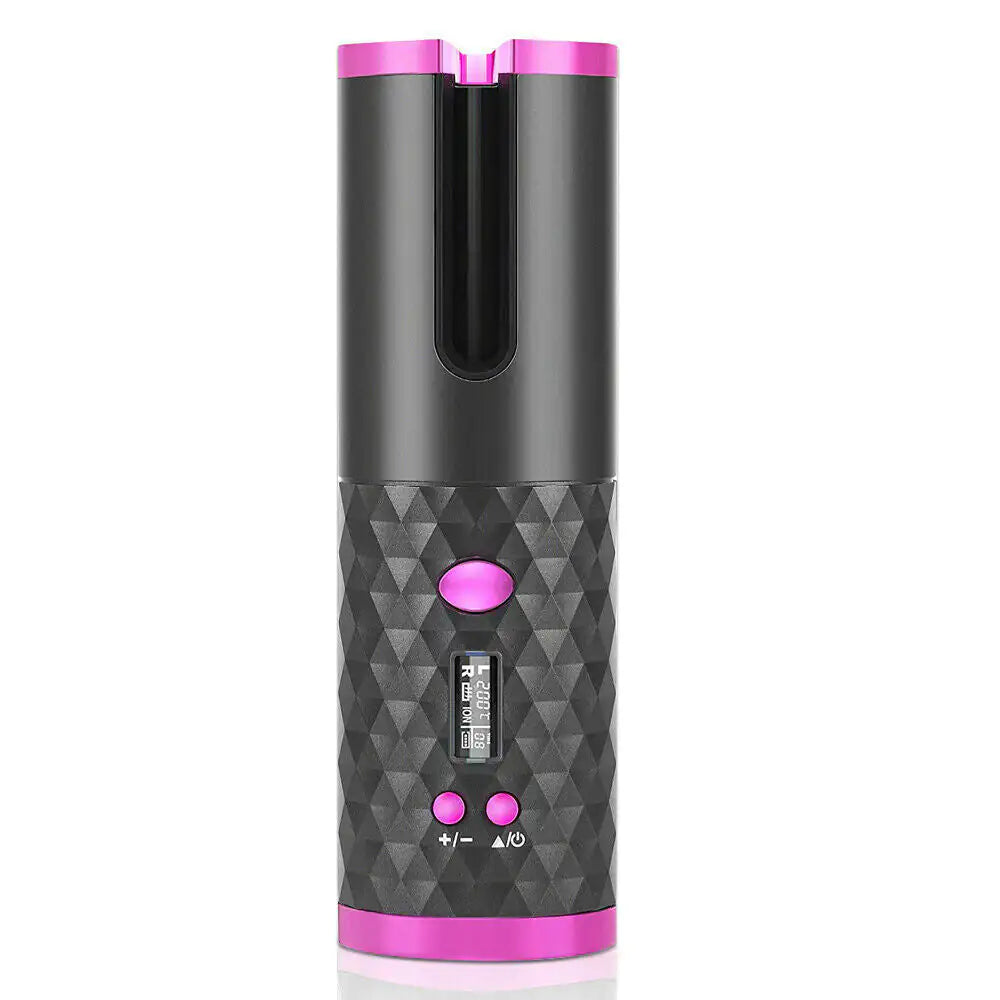Rizador de Cabello Inalámbrico con Rotación Automática y Pantalla LCD