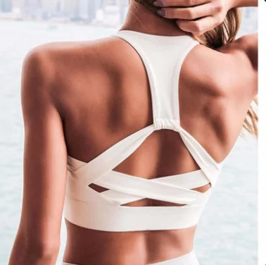 Sostén Deportivo Push Up con Tiras Blancas para Ropa Activa