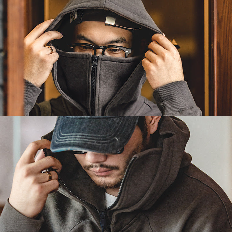 Maden Workwear American Heavyweight Balaclava Hoodie with Zipper High Street Tactical Men's Autumn Coat - Korvel