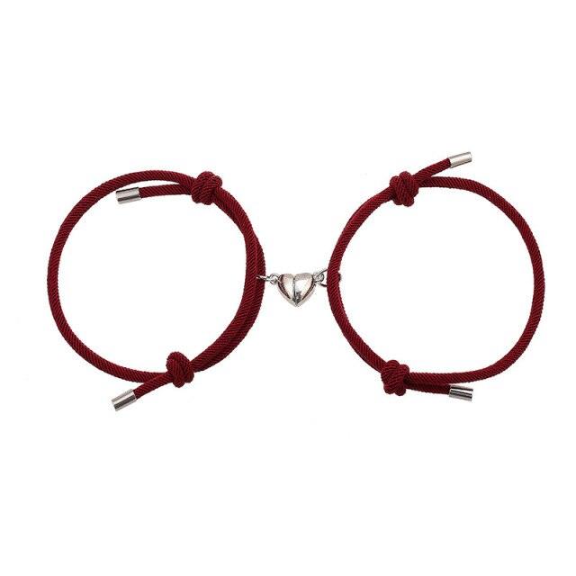Magnetic Heart Charm Couple Bracelets - Handmade Friendship Jewelry