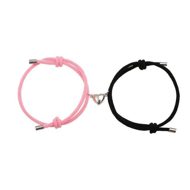 Magnetic Heart Charm Couple Bracelets - Handmade Friendship Jewelry