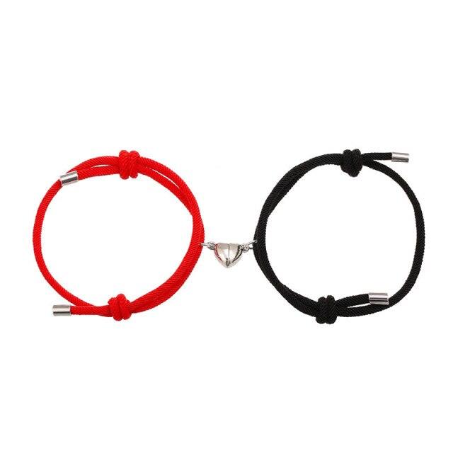 Magnetic Heart Charm Couple Bracelets - Handmade Friendship Jewelry