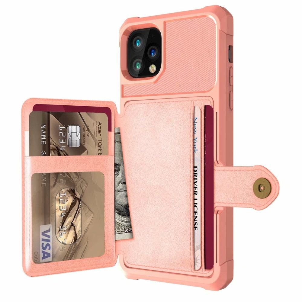 Étui de portefeuille en cuir noir magnétique premium pour iPhone