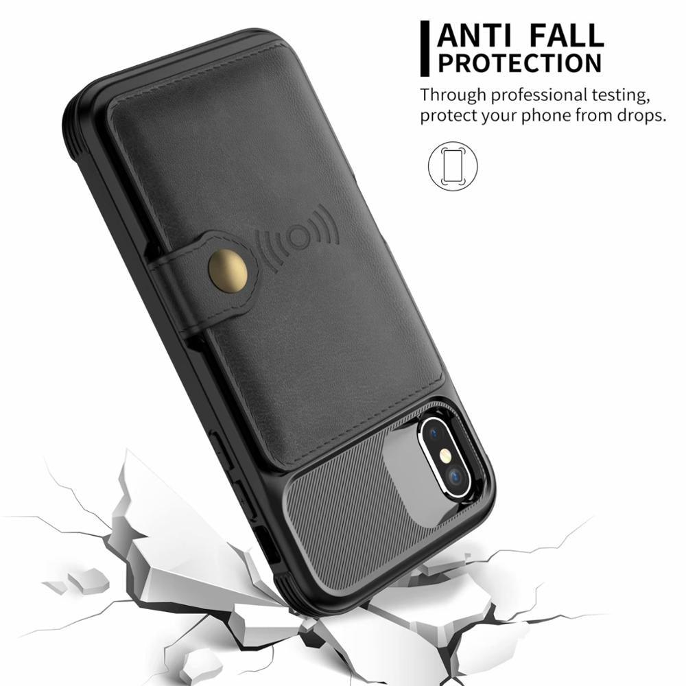 Étui de portefeuille en cuir noir magnétique premium pour iPhone