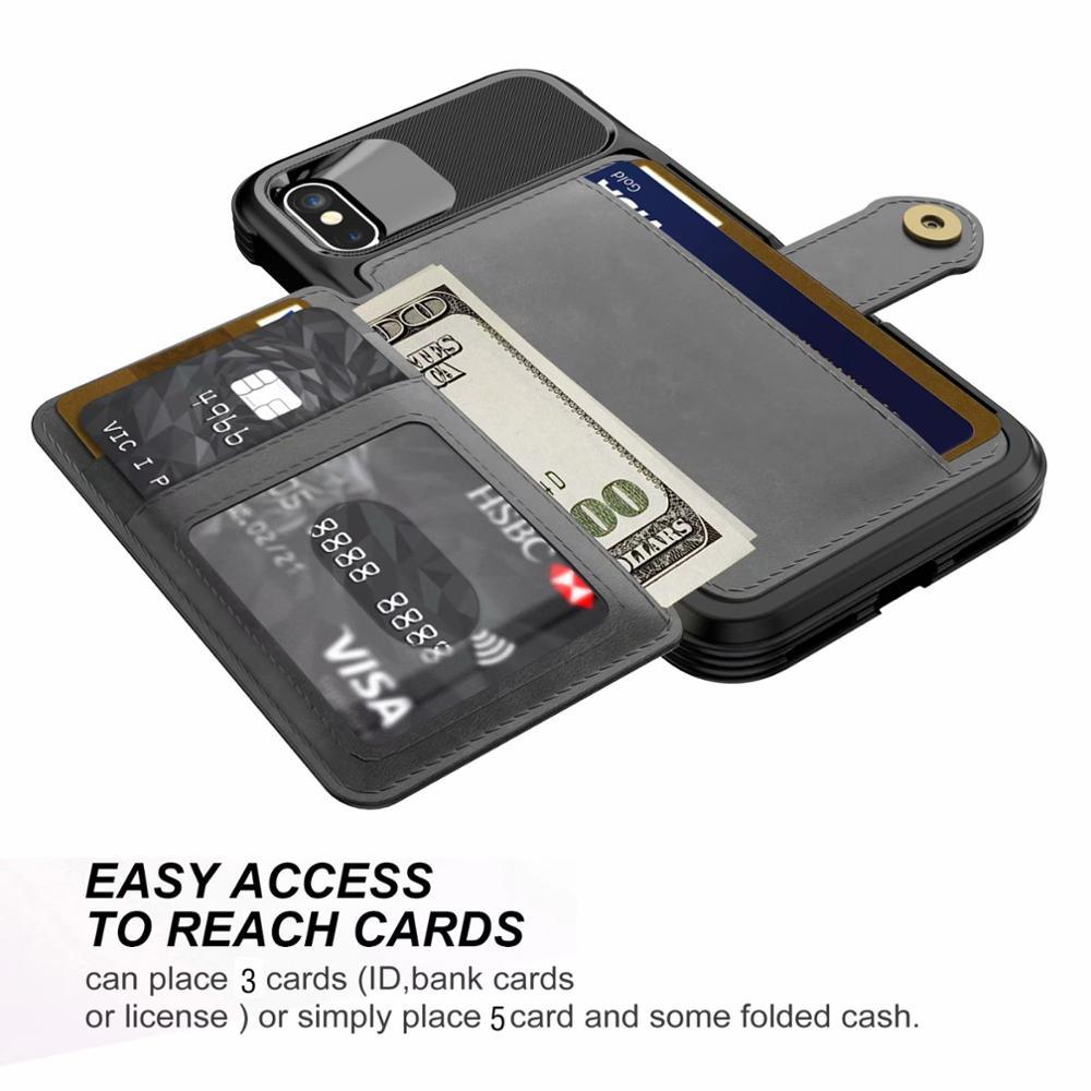 Étui de portefeuille en cuir noir magnétique premium pour iPhone