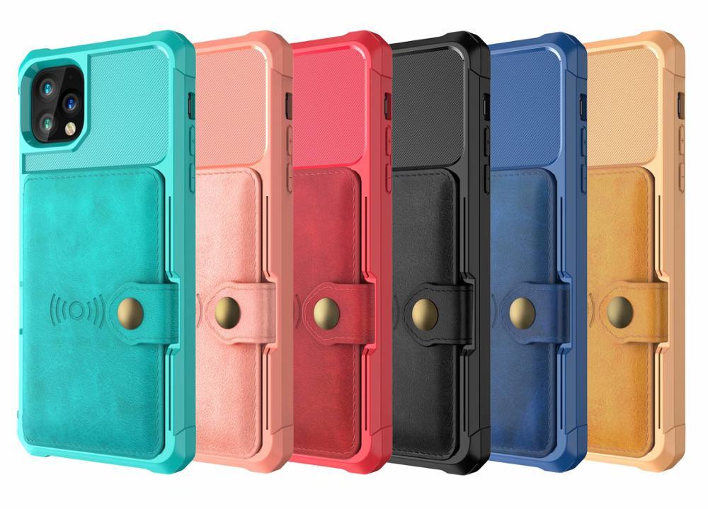 Étui de portefeuille en cuir noir magnétique premium pour iPhone