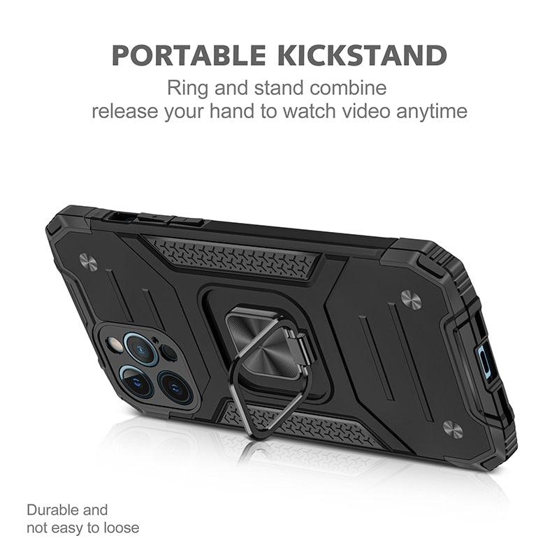 Coque de support avec anneau magnétique en métal pour iPhone 11-14 Pro Max